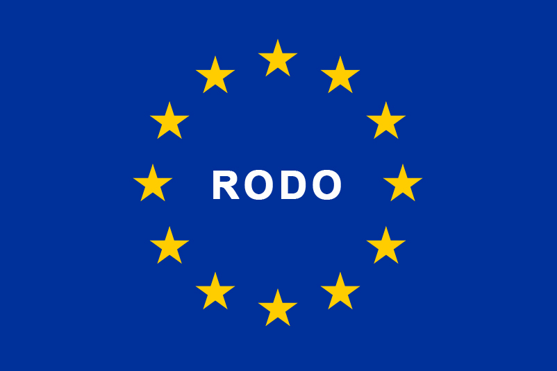 Flaga Uni Europejskiej i RODO
